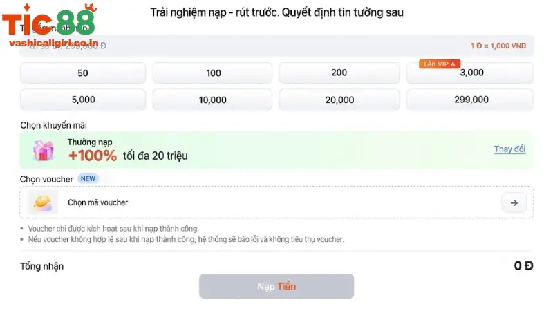 Nạp tiền TIC88 qua Chuyển Khoản Ngân Hàng (Internet Banking / Mã QR)